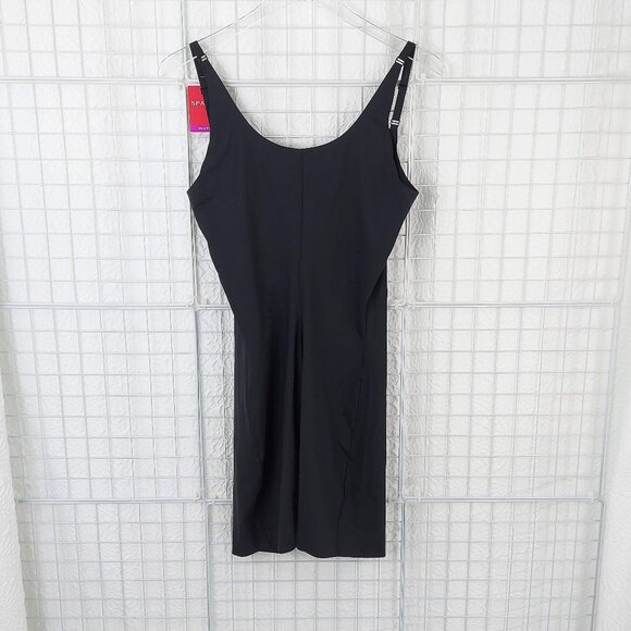 Spanx Thinstincts Open-Bust Mid-Thigh Bodysuit Very Black 10021P - Picture 2 of 6